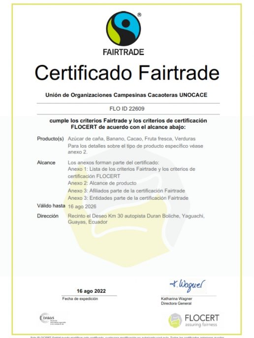 UNOCACE - Certificado FAIRTRADE - Página 01